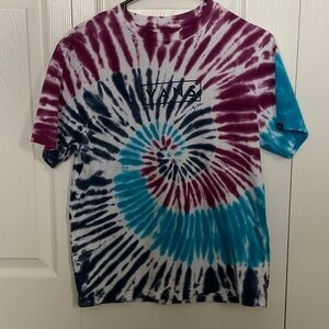 Vans Spiral Tie-Dye Tee in Maroon, Blue, and White